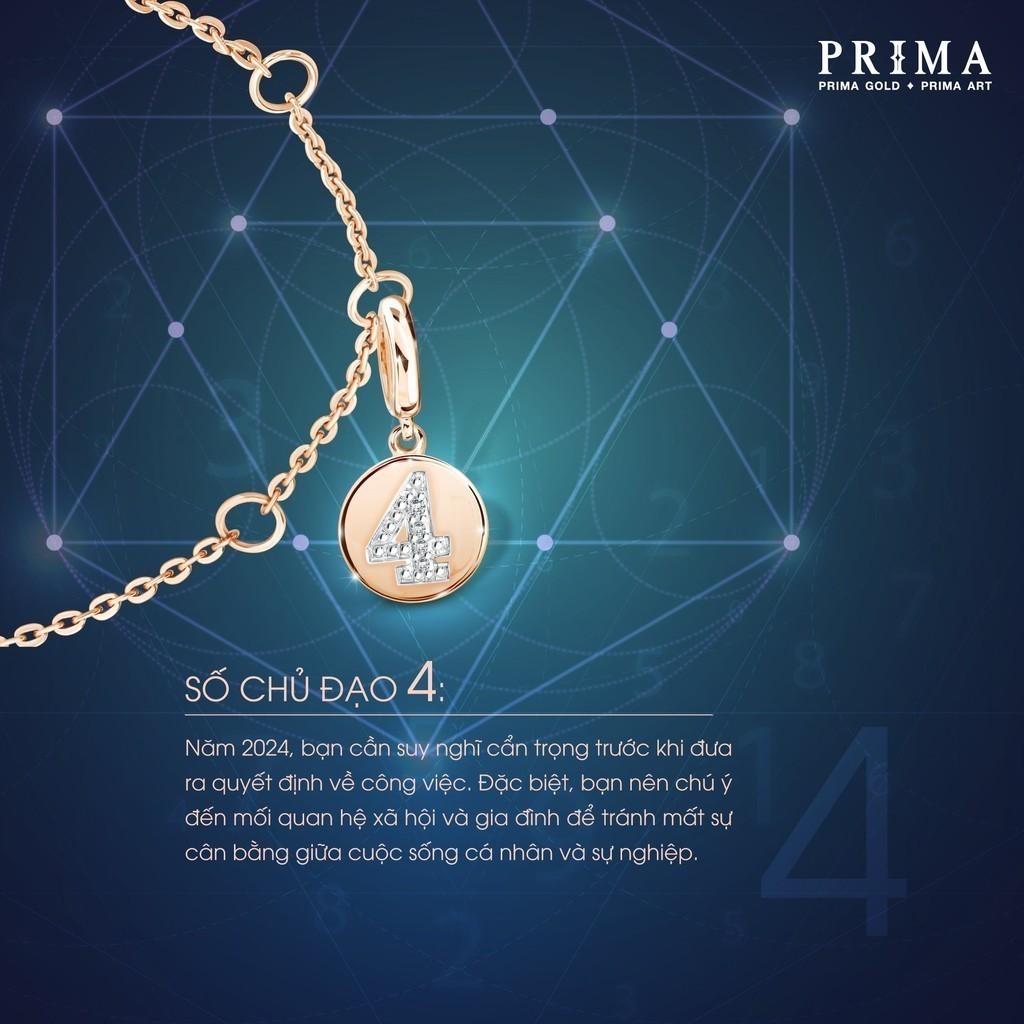 PRIMA Lắc Tay Vàng 9K - Lucky Number