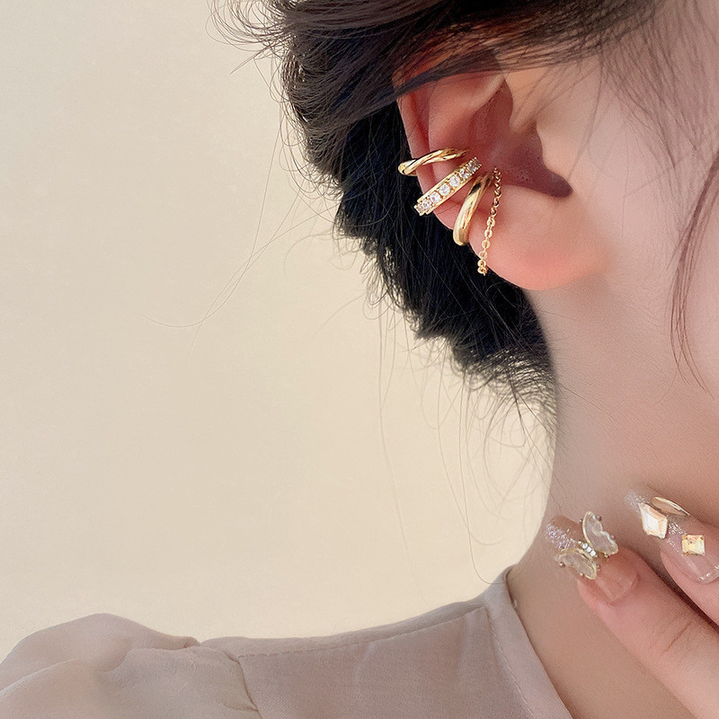 Mô tả DREJEW Bộ 3 Bông Tai Kẹp Vành Tai Kim Loại Tua Rua Thiết Kế Đơn Giản Cá Tính Phong Cách Hàn Quốc - 5