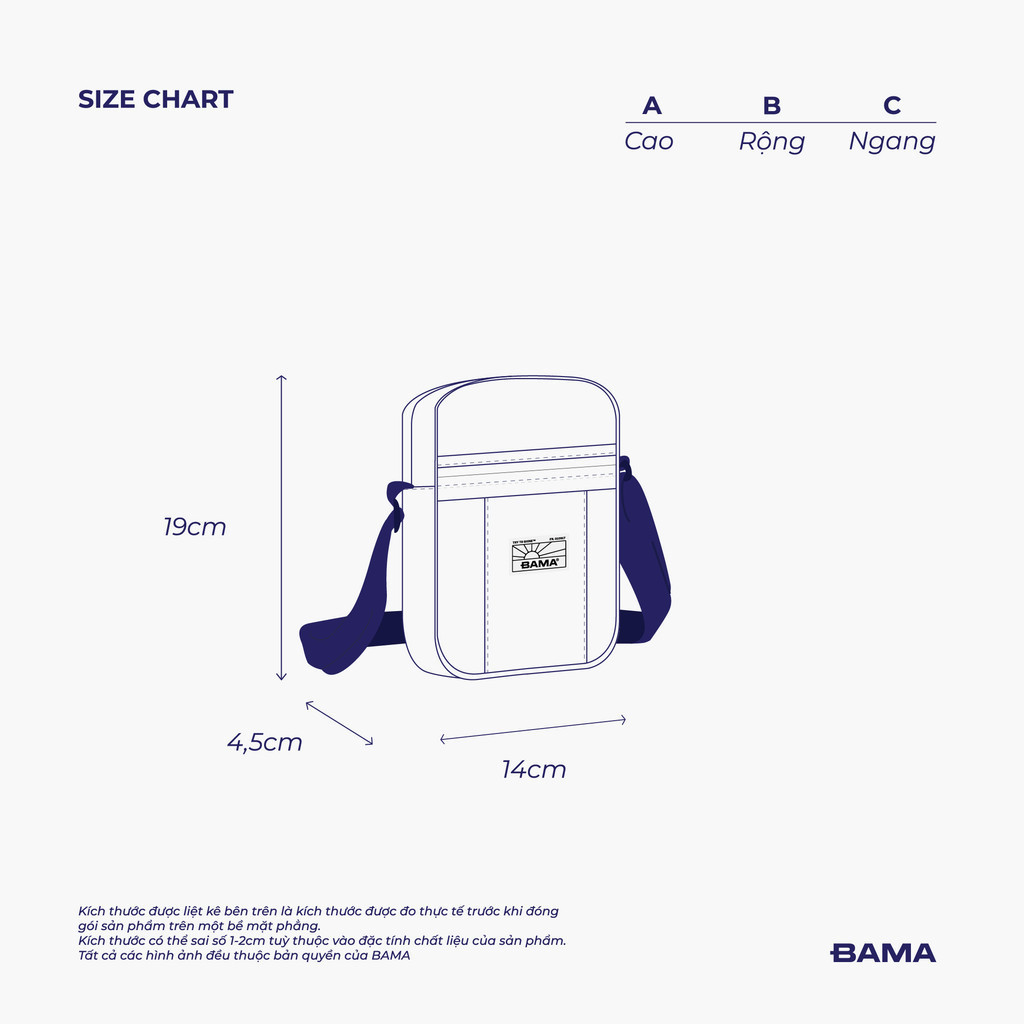 Mô tả Túi đeo chéo nam nữ BAMA New Basic Shoulder Bag NB202 chống nước nhiều ngăn, túi mini vải canvas thời trang - 2