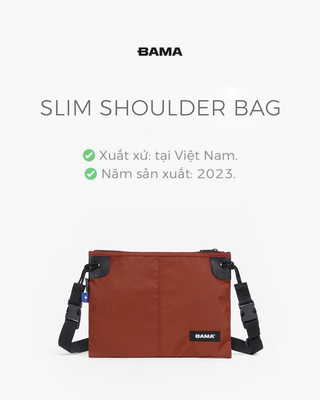 Mô tả Túi đeo chéo nam nữ BAMA Slim Shoulder Bag chống nước nhiều ngăn, túi mini thời trang - 1