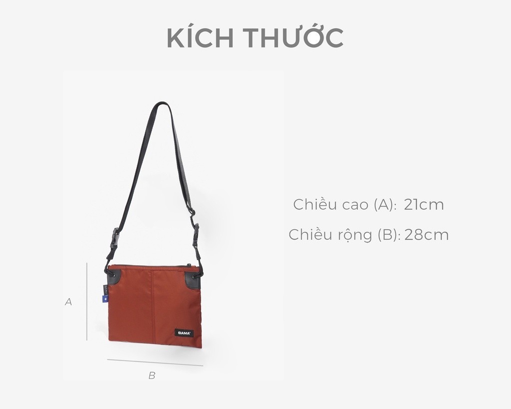 Mô tả Túi đeo chéo nam nữ BAMA Slim Shoulder Bag chống nước nhiều ngăn, túi mini thời trang - 4