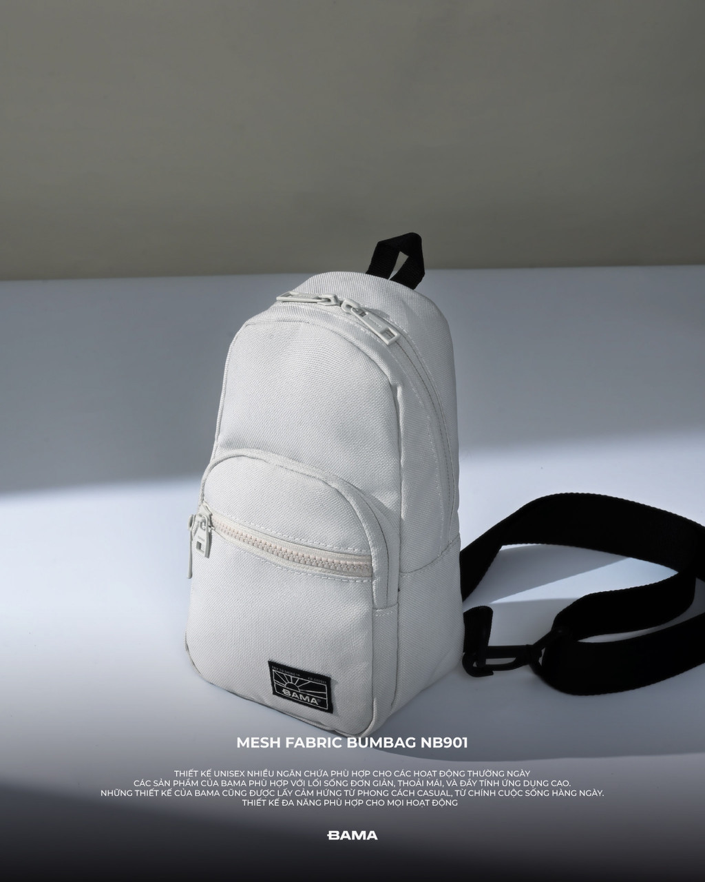 Mô tả Túi bao tử nam nữ BAMA New Basic Bumbag NB901 chống nước nhiều ngăn, túi đeo bụng túi đeo hông thời trang - 1