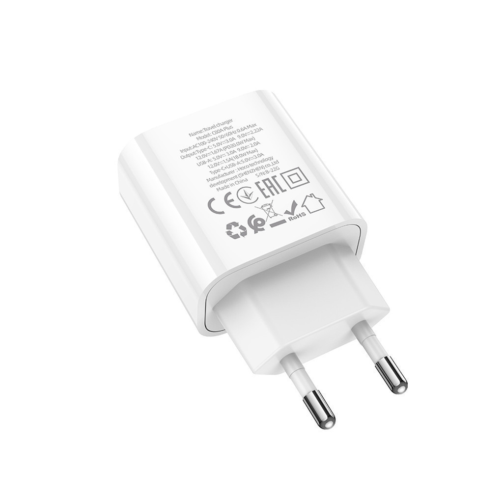 Mô tả Củ sạc nhanh 20W Hoco C80A Plus 2 cổng USB/18W - PD 20W hố trợ sạc nhanh cho Smartphone - 3