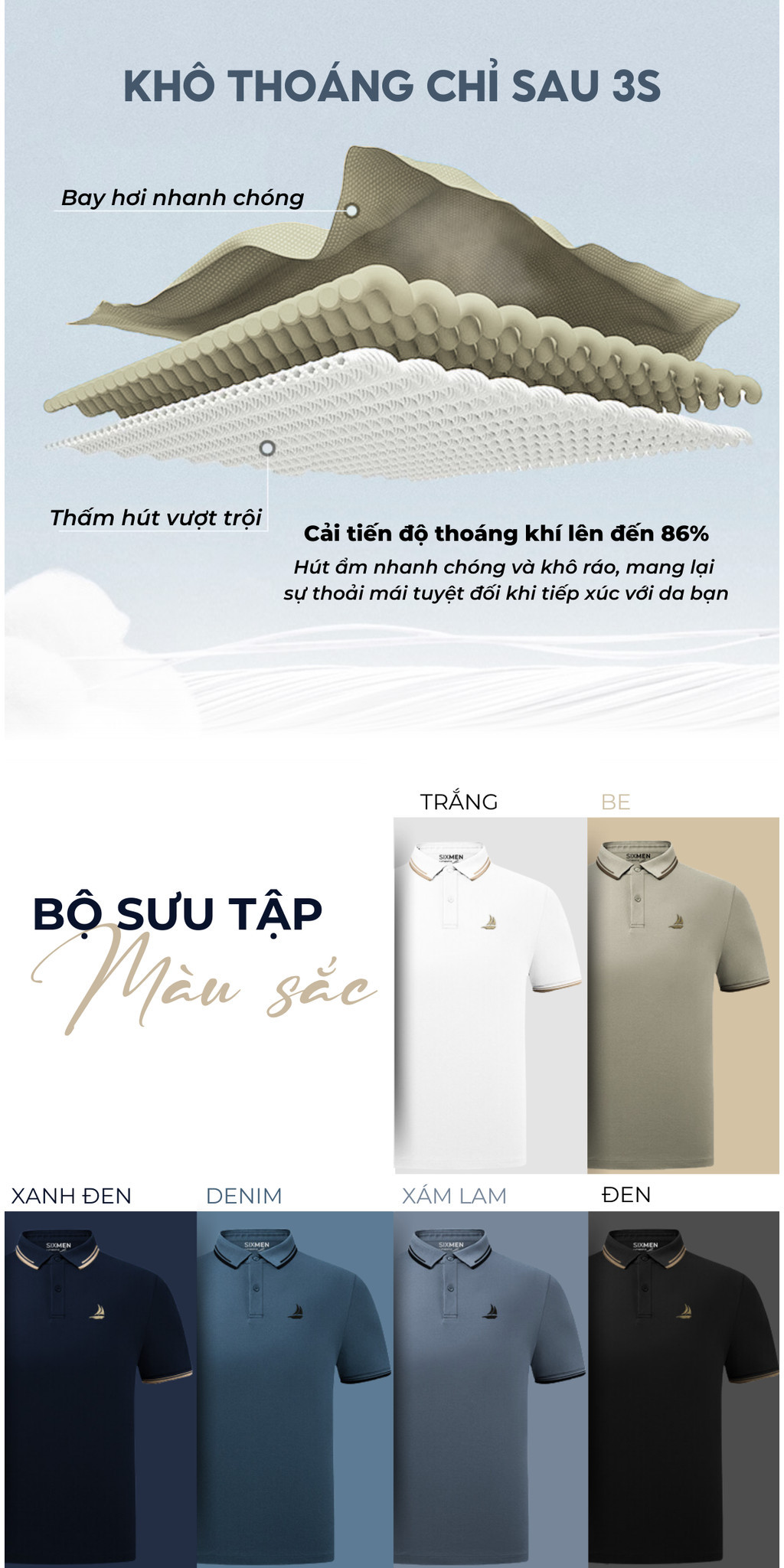 Mô tả Áo polo nam cao cấp có cổ GALIO [Tặng Kèm Hộp Quà] Vải cá sấu FeelMax thoáng mát - SIXMEN - 5