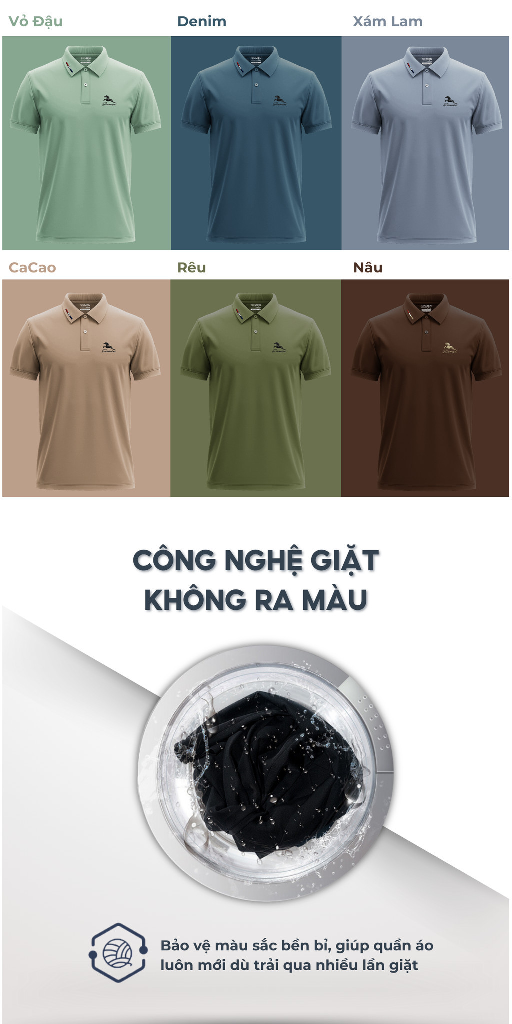 Mô tả Áo polo nam cao cấp MÃ ĐÁO THÀNH CÔNG [Tặng Hộp Gói Quà] Vải cá sấu FeelMax thoáng mát - SIXMEN - 9