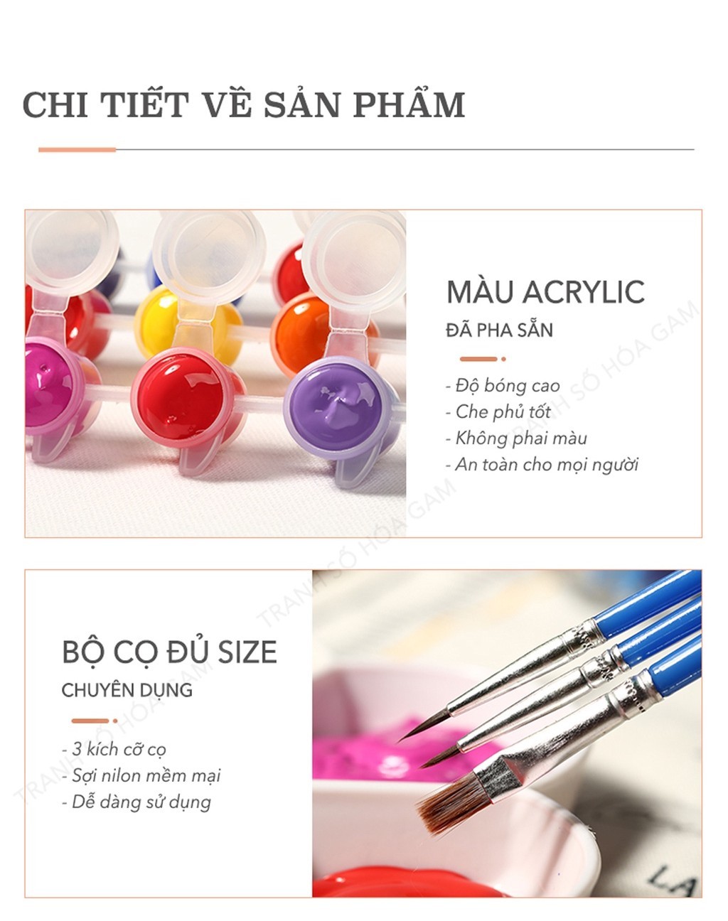 Mô tả Tranh số hoá tự tô màu theo số cho người lớn GAM thanh lý kèm khung đã căng tổng hợp mẫu 40x50cm - 4