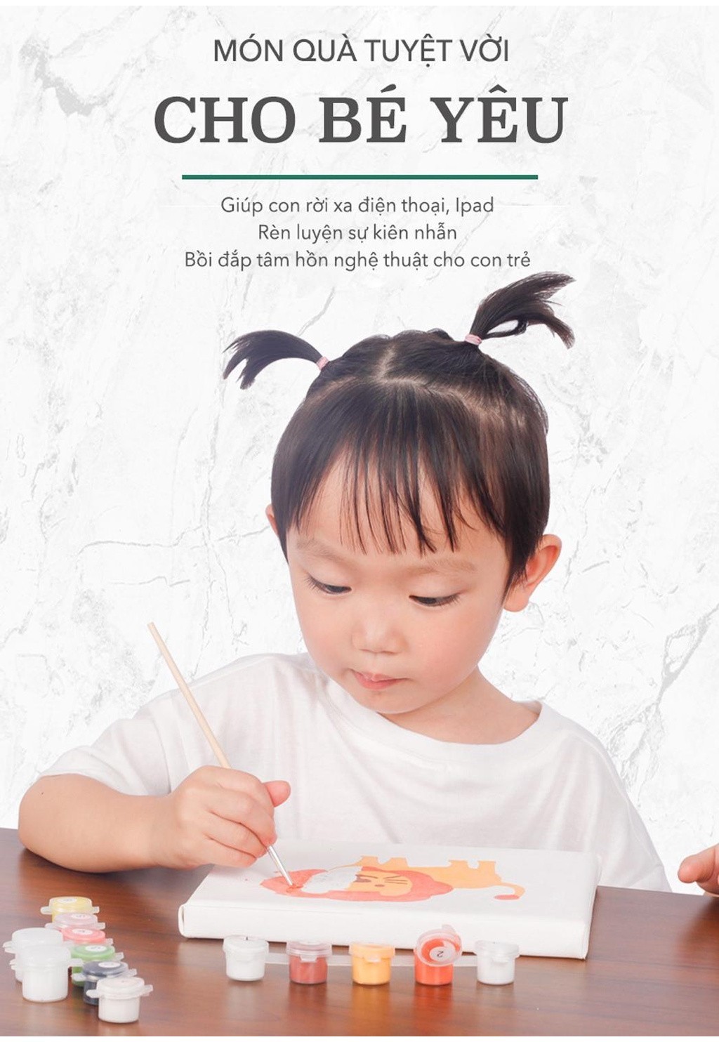 Mô tả Tranh tô màu theo số động vật cute dễ thương GAM size mini 20x20cm dễ tô - 1