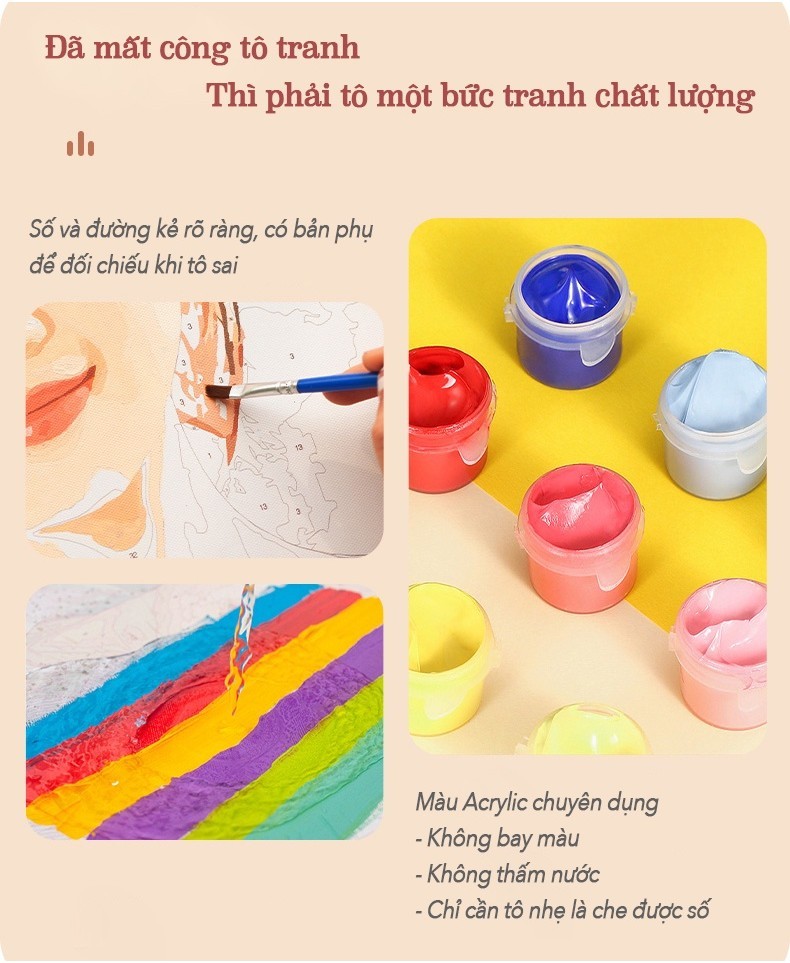 Mô tả Tranh tô màu theo số theo yêu cầu GAM thiết kế theo hình ảnh cá nhân từ 24 đến 48 màu - 3