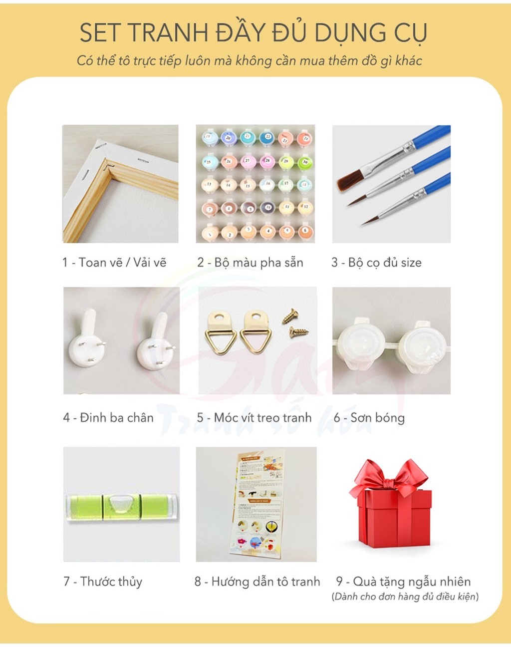 Mô tả Tranh tô màu theo số sơn dầu số hoá Gam mẫu sale chọn lọc hot trend có khung dày 2.5cm - 3