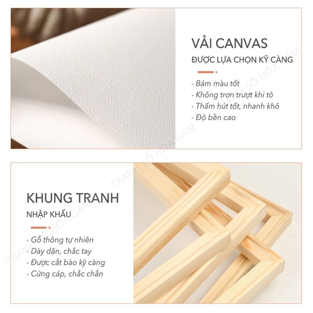 Mô tả Tranh tô màu theo số sơn dầu số hoá Gam mẫu sale chọn lọc hot trend có khung dày 2.5cm - 5