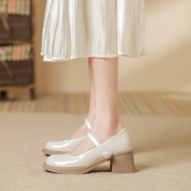 Mô tả Giày Lolita Nữ Quai hạt ngọc Ngọc  FAROSA - V68 Giày búp bê nữ đế độn 5 phân 2 màu siêu hót - 2