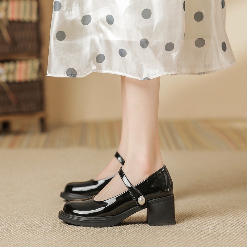 Mô tả Giày Lolita Nữ Quai hạt ngọc Ngọc  FAROSA - V68 Giày búp bê nữ đế độn 5 phân 2 màu siêu hót - 3
