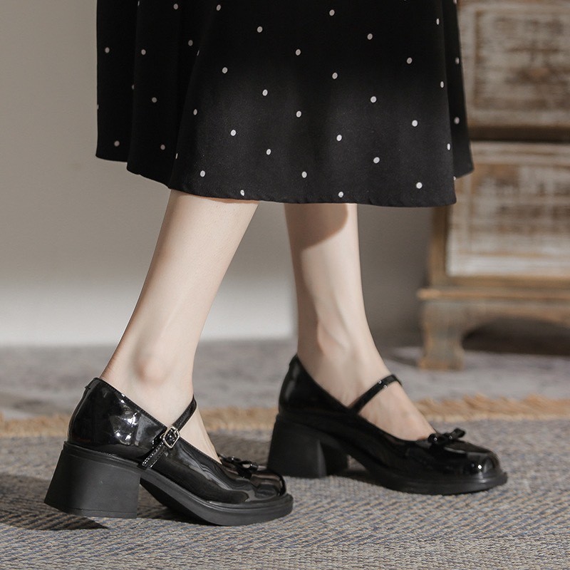 Mô tả Giày Lolita nữ đế cao 5cm FAROSA -K92 giày vintage ulzzang chất da Pu bóng lên chân cực xinh - 1