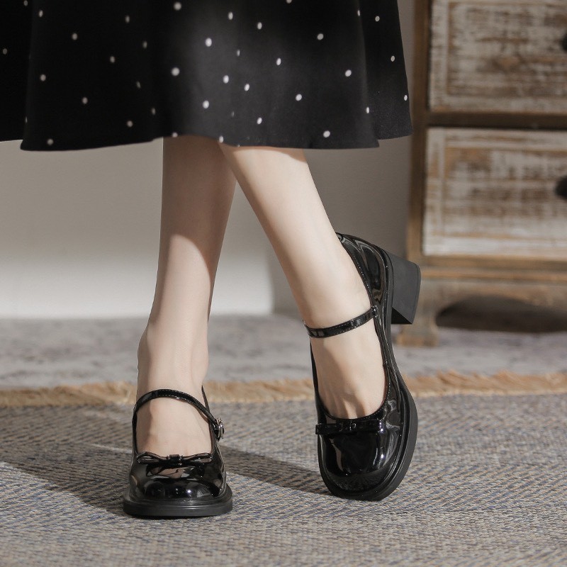 Mô tả Giày Lolita nữ đế cao 5cm FAROSA -K92 giày vintage ulzzang chất da Pu bóng lên chân cực xinh - 3