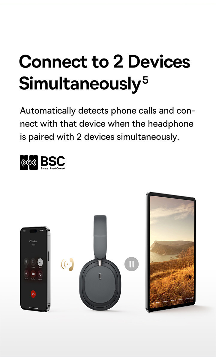 Mô tả Tai nghe Bluetooth chụp tai Baseus Bowie D05 không dây Bluetooth 5.3 chống ồn ANC 70h - 5