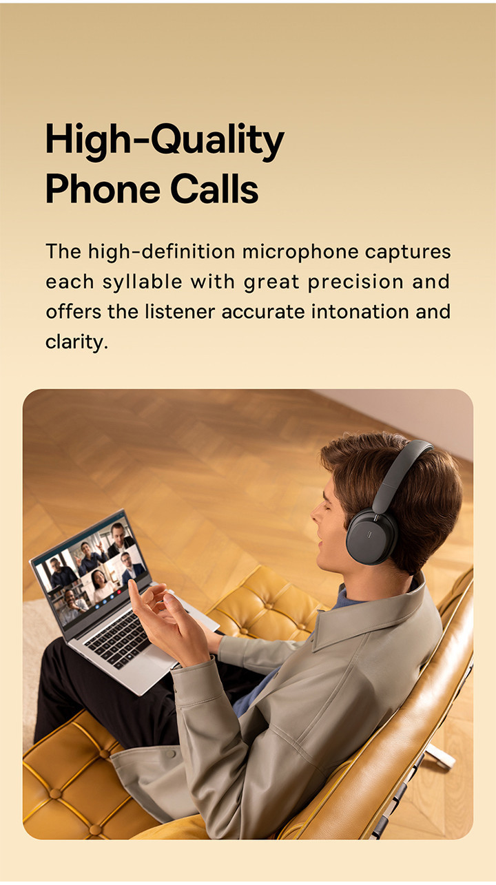 Mô tả Tai nghe Bluetooth chụp tai Baseus Bowie D05 không dây Bluetooth 5.3 chống ồn ANC 70h - 6