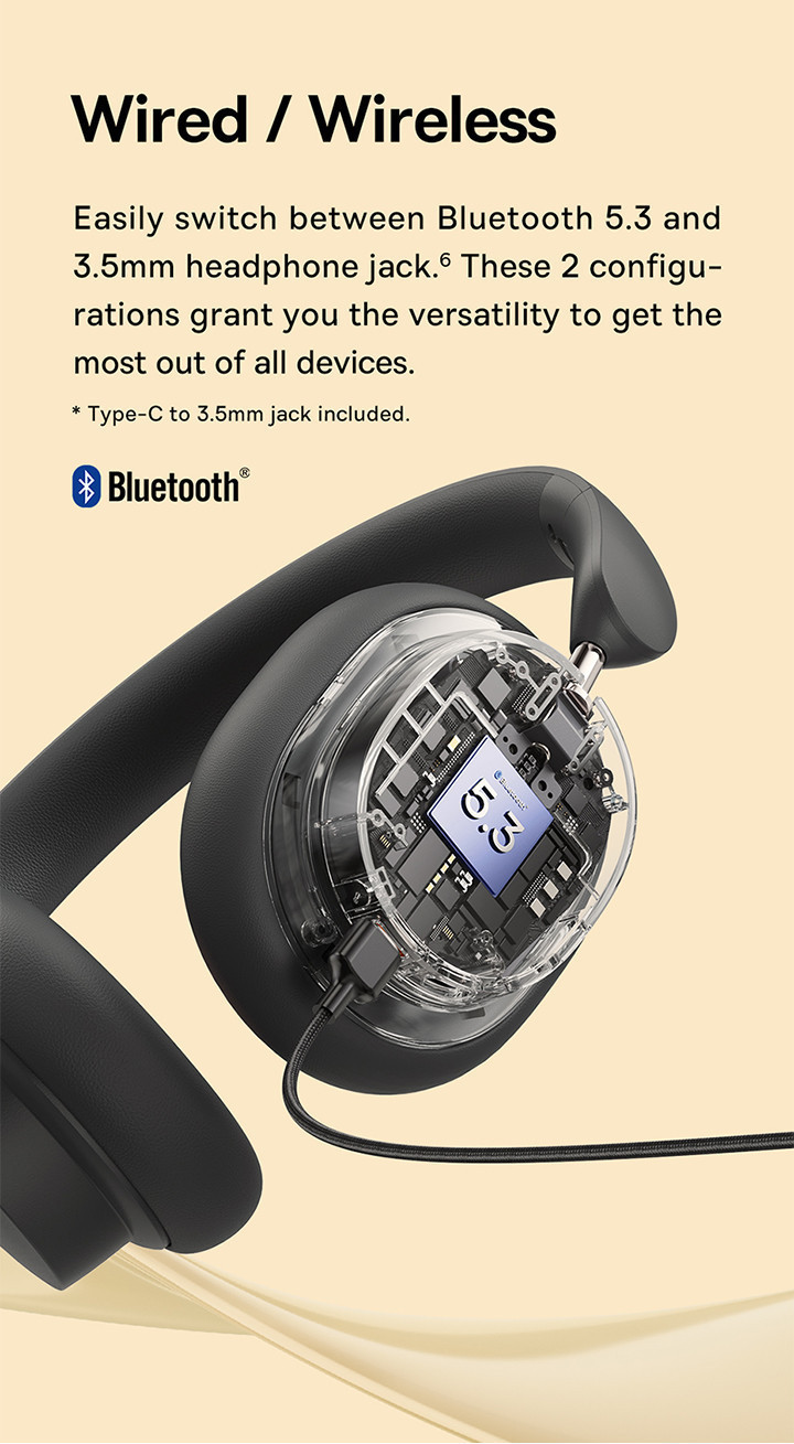 Mô tả Tai nghe Bluetooth chụp tai Baseus Bowie D05 không dây Bluetooth 5.3 chống ồn ANC 70h - 7