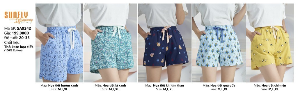 Mô tả Quần Sooc Nữ Kate SUNFLY Trẻ Trung Năng Động SA9242 - 1