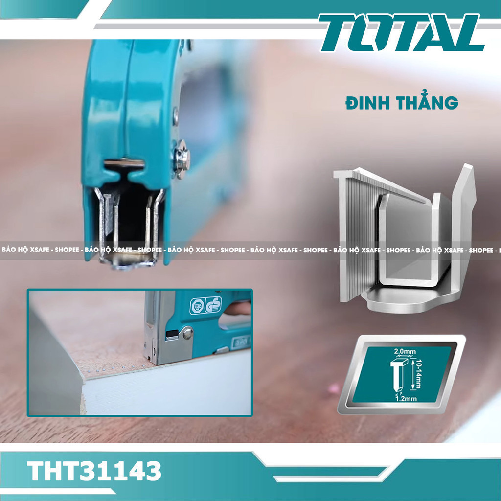 Kìm bấm đinh ghim đa năng 3IN1 TOTAL THT31143 điều chỉnh lực bắn, kèm ...