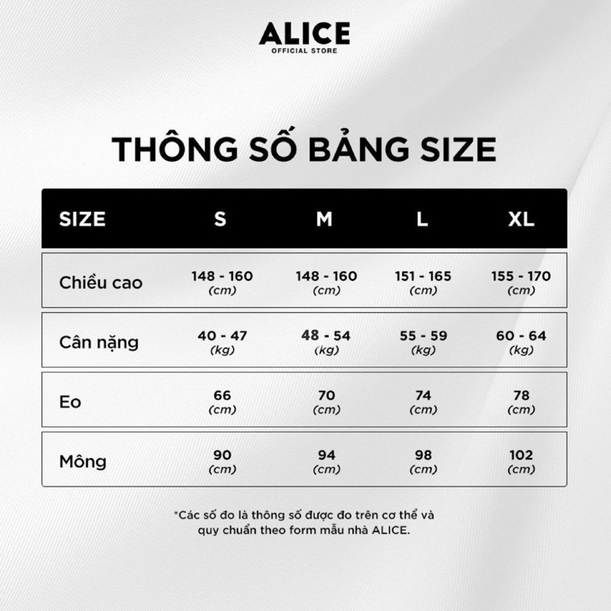 Bảng size váy ALICE V1244