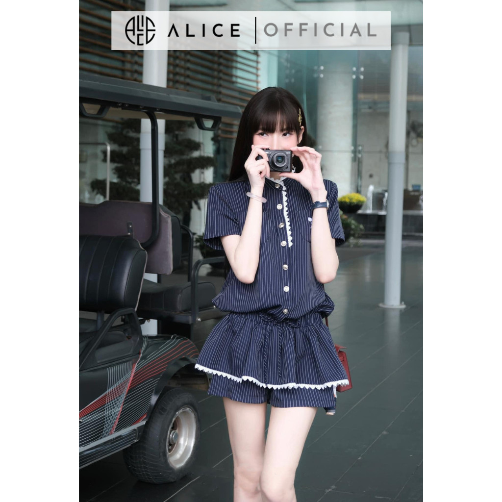 Mô tả Set Váy Nữ Jumsuit Cổ Tàu Phối Viền Ren ALICE Kèm Quần Short Thiết Kế Chun Eo Chất Tuytsi S631 - 1