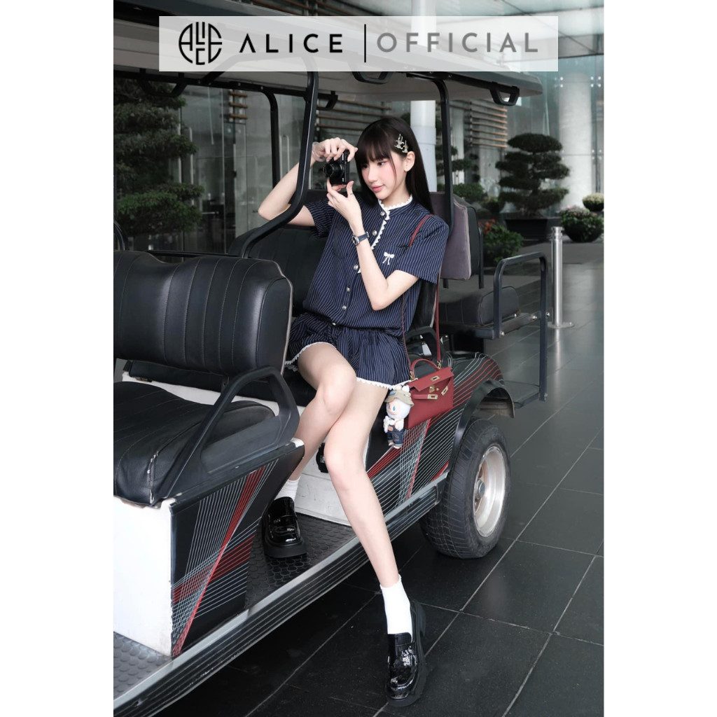 Mô tả Set Váy Nữ Jumsuit Cổ Tàu Phối Viền Ren ALICE Kèm Quần Short Thiết Kế Chun Eo Chất Tuytsi S631 - 3