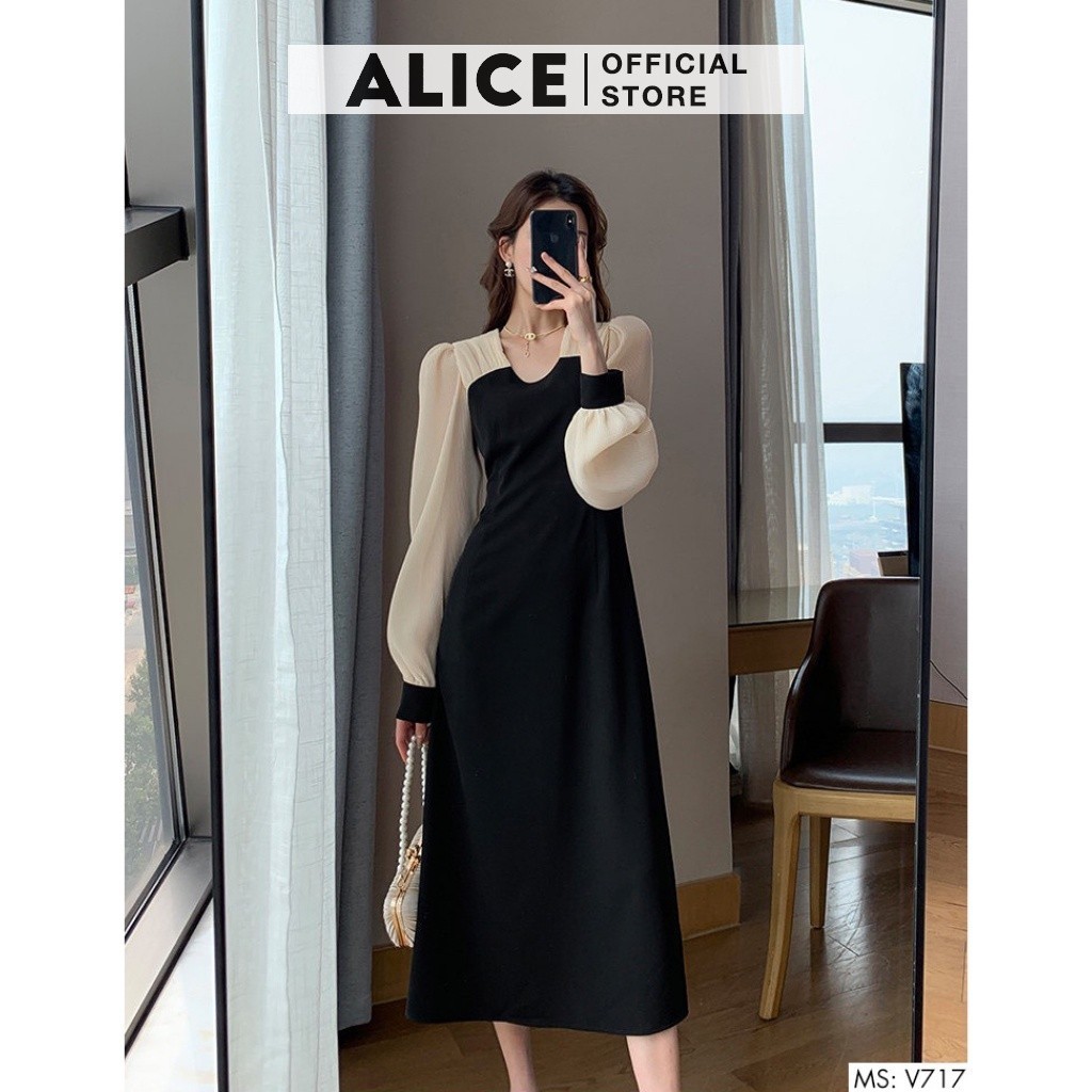 Mô tả Đầm Thiết Kế Dáng Dài Tiểu Thư ALICE Tay Bồng Dập Ly Voan Lụa, Thiết Kế Thanh Lịch, Đi Làm Công Sở, Đi Chơi Dạo Phố V717 - 2