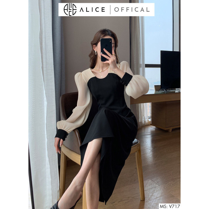 Mô tả Đầm Thiết Kế Dáng Dài Tiểu Thư ALICE Tay Bồng Dập Ly Voan Lụa, Thiết Kế Thanh Lịch, Đi Làm Công Sở, Đi Chơi Dạo Phố V717 - 4