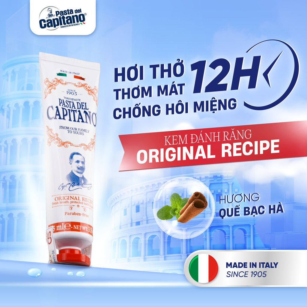 Mô tả Kem Đánh Răng Trắng Răng Ngăn Ngừa Sâu Răng Capitano Italy Hữu Cơ Chống Hôi Miệng 75ml - 4