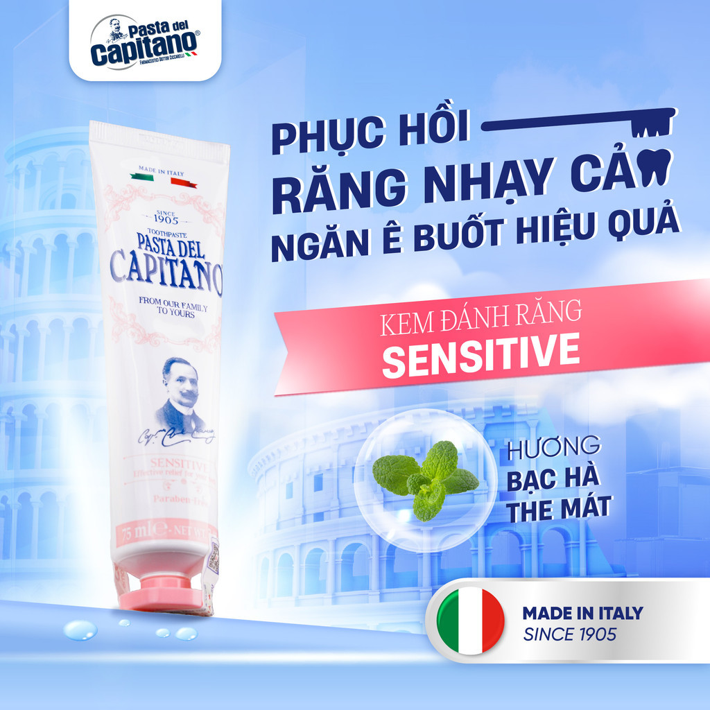 Mô tả Kem Đánh Răng Trắng Răng Ngăn Ngừa Sâu Răng Capitano Italy Hữu Cơ Chống Hôi Miệng 75ml - 5