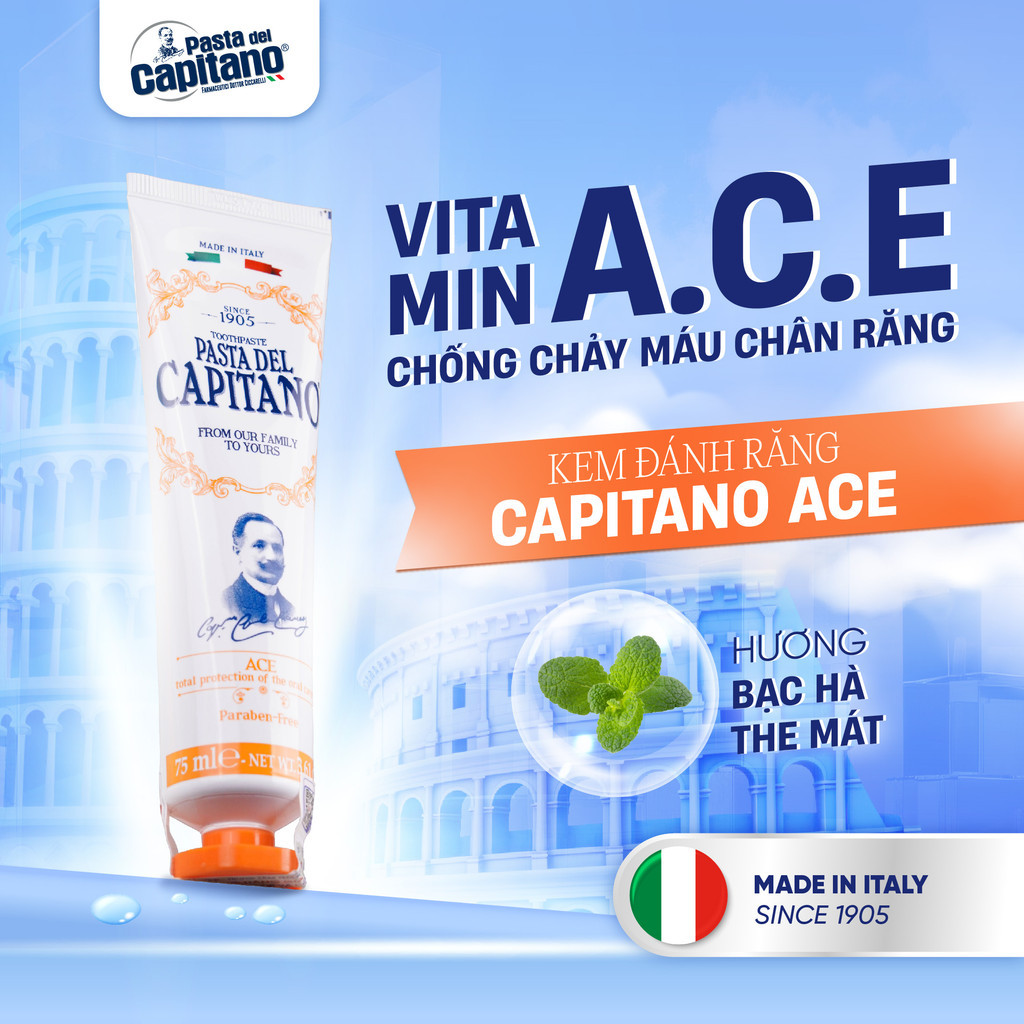 Mô tả Kem Đánh Răng Trắng Răng Ngăn Ngừa Sâu Răng Capitano Italy Hữu Cơ Chống Hôi Miệng 75ml - 8