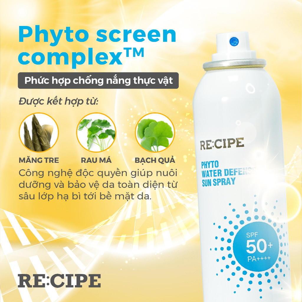 Mô tả Xịt Chống Nắng RECIPE với chỉ SPF50+ PA+++ giúp chống nắng lâu trôi, an toàn dịu nhẹ với làn da - 3