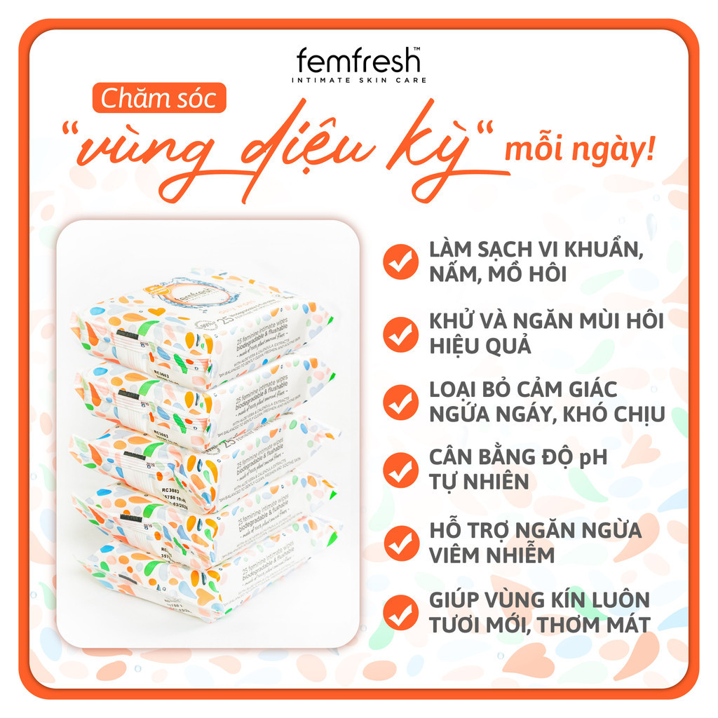 Mô tả Khăn giấy ướt vệ sinh vùng kín phụ nữ cao cấp Femfresh Anh Quốc - 7