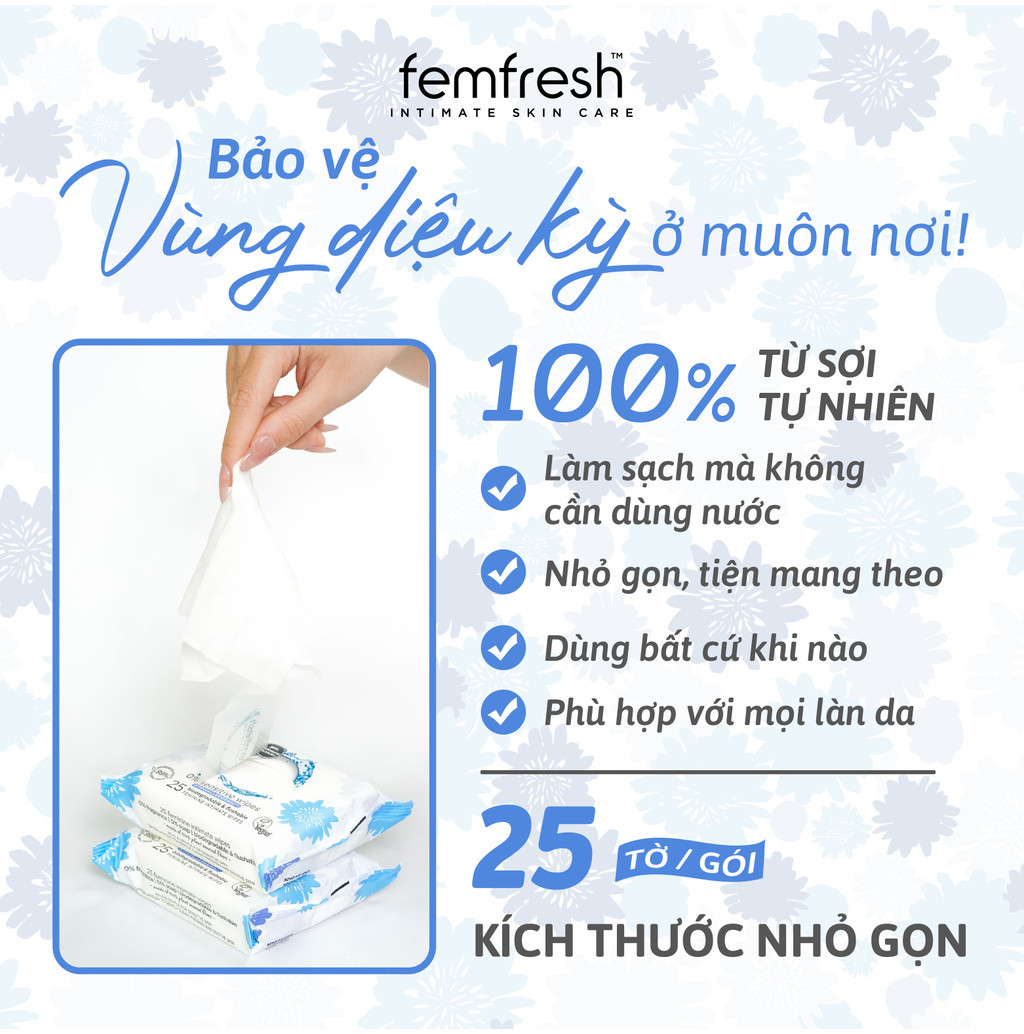 Mô tả Khăn ướt vệ sinh vùng kín cao cấp cho da nhạy cảm Femfresh Intimate Skin Care 0% Sensitive Wipes (màu xám) - 25 Tờ/gói - 5