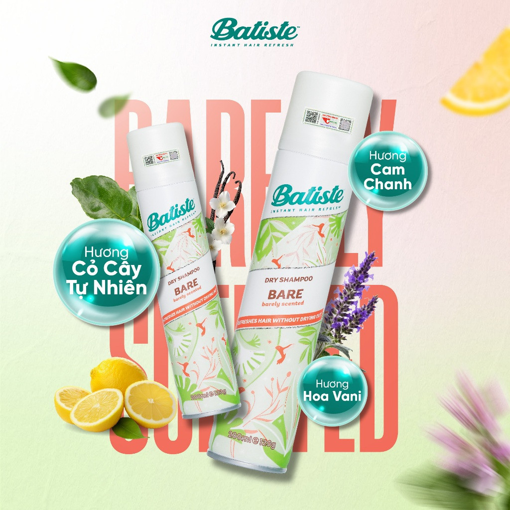 Mô tả Dầu gội khô Batiste Dry Shampoo, giúp làm tóc bồng bềnh, loại bỏ dầu thừa, bết dính - 200ml - 6