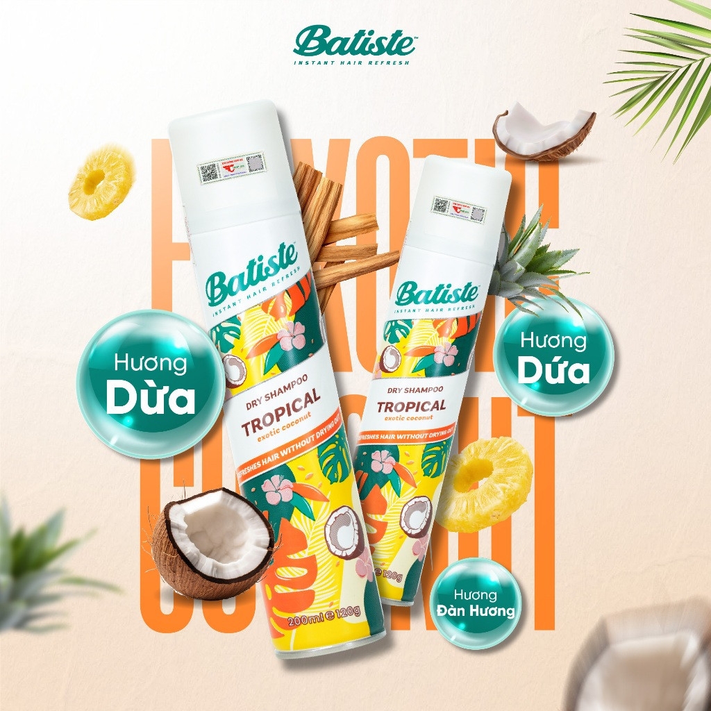 Mô tả Dầu gội khô Batiste Dry Shampoo, giúp làm tóc bồng bềnh, loại bỏ dầu thừa, bết dính - 200ml - 7