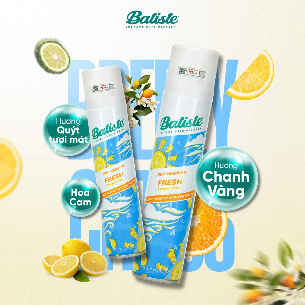 Mô tả Dầu gội khô Batiste Dry Shampoo, giúp làm tóc bồng bềnh, loại bỏ dầu thừa, bết dính - 200ml - 8