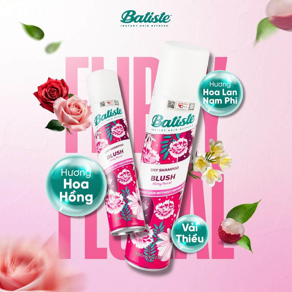 Mô tả Dầu gội khô Batiste Dry Shampoo, giúp làm tóc bồng bềnh, loại bỏ dầu thừa, bết dính - 200ml - 9