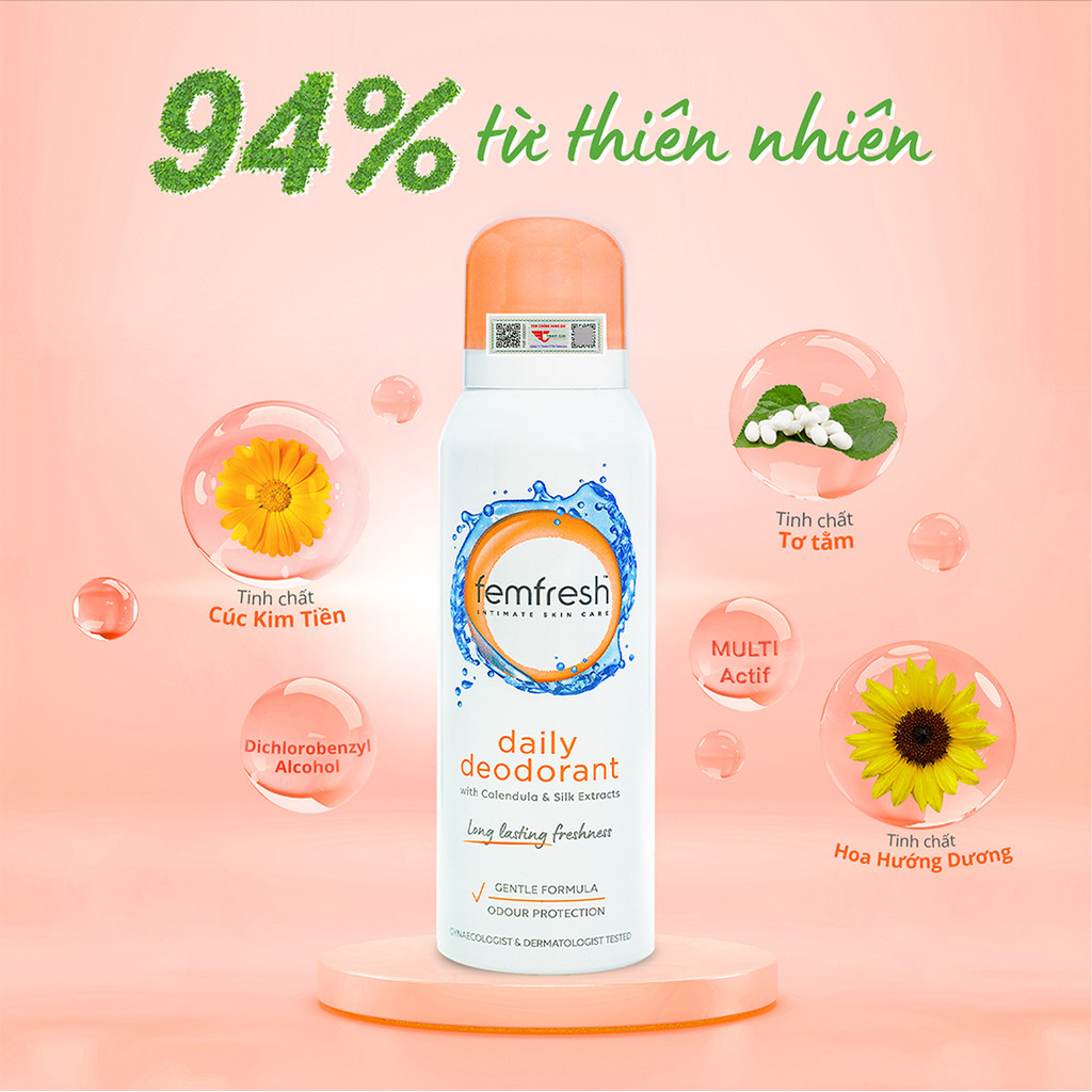 Mô tả Xịt Thơm Mát, Khử Mùi Vùng Kín Lưu Hương Suốt 24h Femfresh Deodorant Spray 125ml - 4