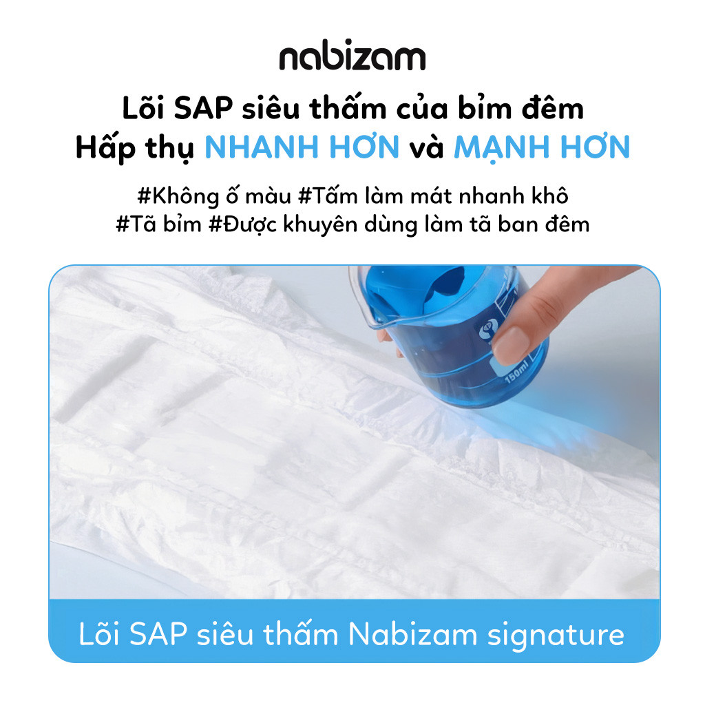 Mô tả Set 2 Miếng Bỉm Đêm NABIZAM Signature Summer Nội Địa Hàn, Mỏng Mềm, Thoáng Khí, Siêu Thấm Hút Cho Bé 8-22kg - 7