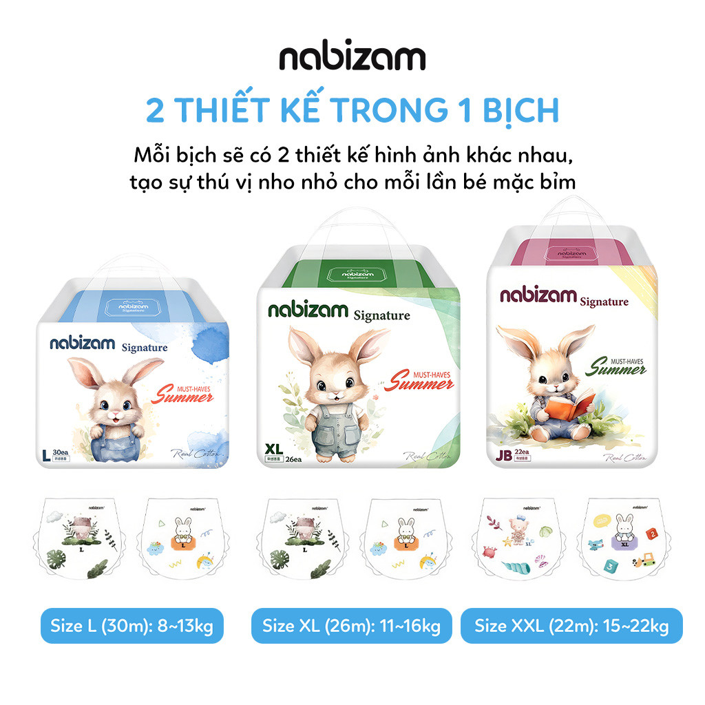 Mô tả Combo 3 Bịch Tã/Bỉm Đêm NABIZAM Signature Summer Nội Địa Hàn, Mỏng Mềm, Thoáng Khí, Siêu Thấm Hút Cho Bé 8-22kg - 8