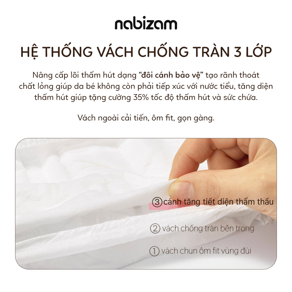 Mô tả Tã/Bỉm Đêm NABIZAM Signature Nội Địa Hàn, Mềm Mại, Siêu Thấm Hút Size L30/XL26/2XL22/3XL20 Cho Bé 8-25k - 8