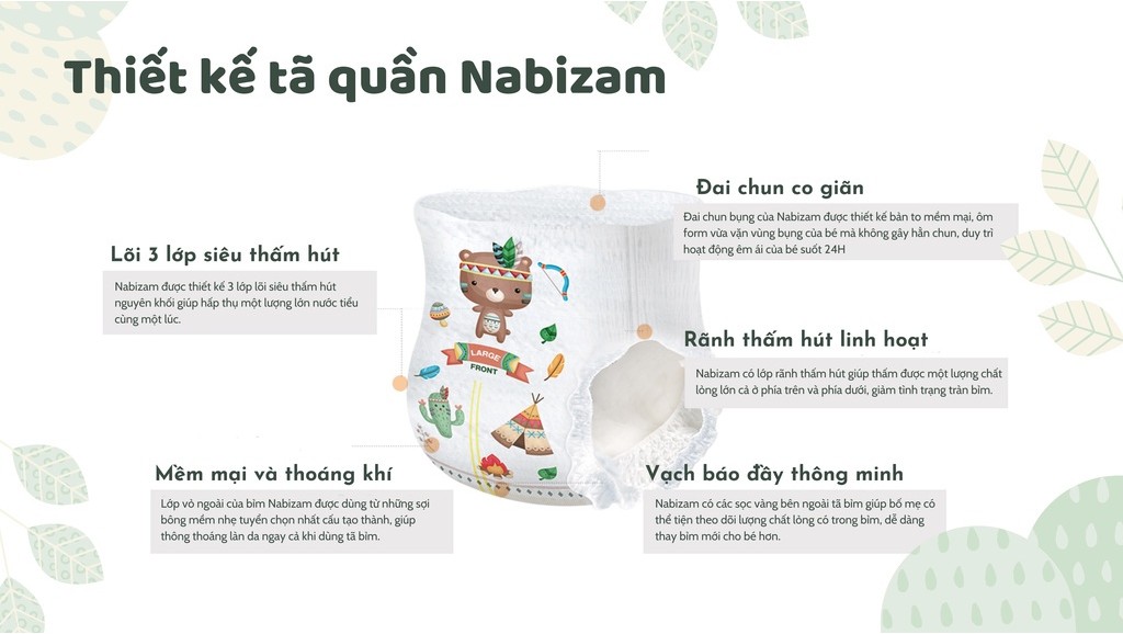 Mô tả Bỉm Quần NABIZAM Magic Soft Co Dãn Mềm Mại, Thấm Hút Chống Tràn Tối Đa Size L30/XL26/XXL22 Cho Bé 8-20kg - 4