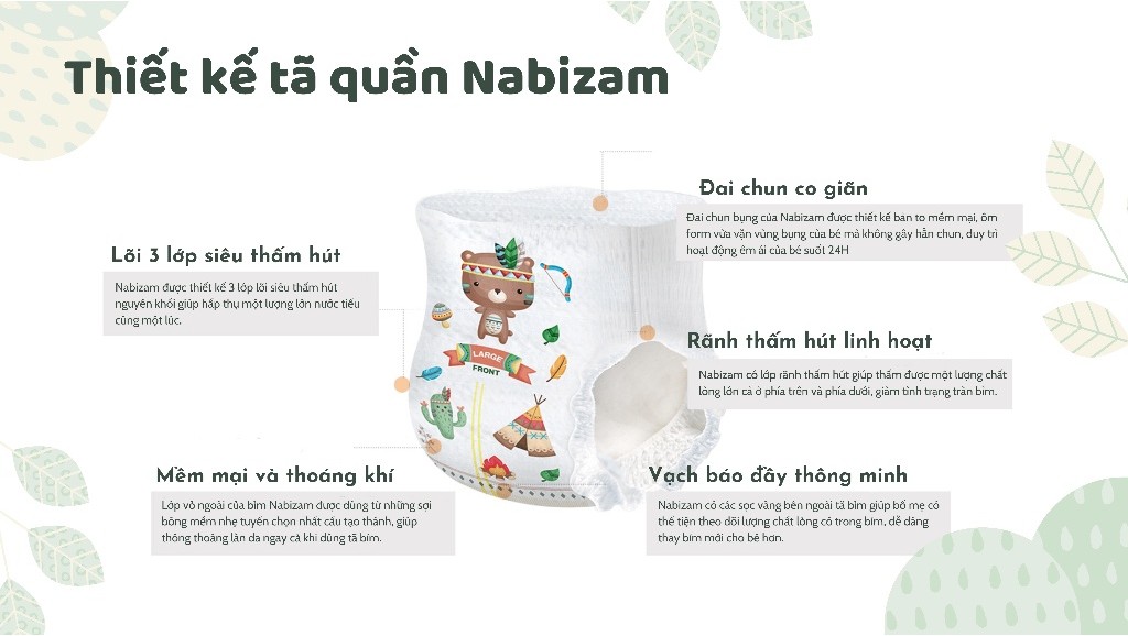 Mô tả Combo 2 Bịch Tã Quần NABIZAM Ultra Thin Nội Địa Hàn Rãnh Chống Tràn Linh Hoạt Size XL Cho Bé Từ 11-16kg, 26 Miếng/Bịch - 4