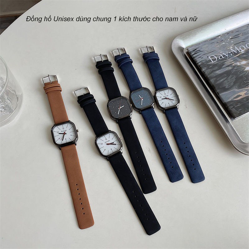 Đồng hồ nam nữ Rosivga R58 mặt số vạch tuyệt đẹp dây da mềm êm tay ...
