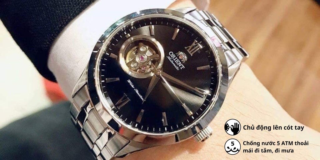Mô tả Đồng hồ nam Orient Golden Eye Sport FAG0300 cơ lộ máy chống nước kính sapphire chống xước dây thép cao cấp chính hãng - 2