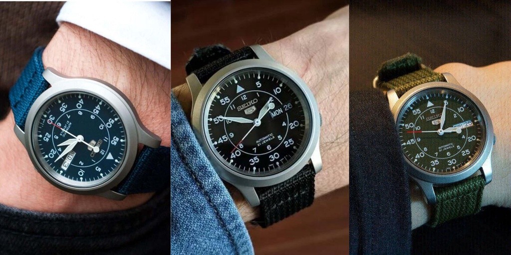 Mô tả Đồng hồ nam cơ Seiko 5 SNK80 máy cơ chống nước, mặt kính cường lực chống xước, dây dù/nato đeo tay cao cấp chính hãng - 1