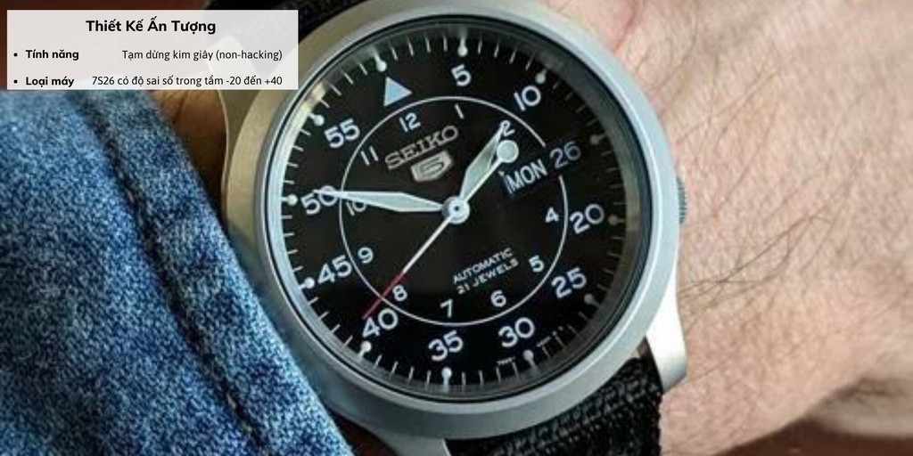 Mô tả Đồng hồ nam cơ Seiko 5 SNK80 máy cơ chống nước, mặt kính cường lực chống xước, dây dù/nato đeo tay cao cấp chính hãng - 2