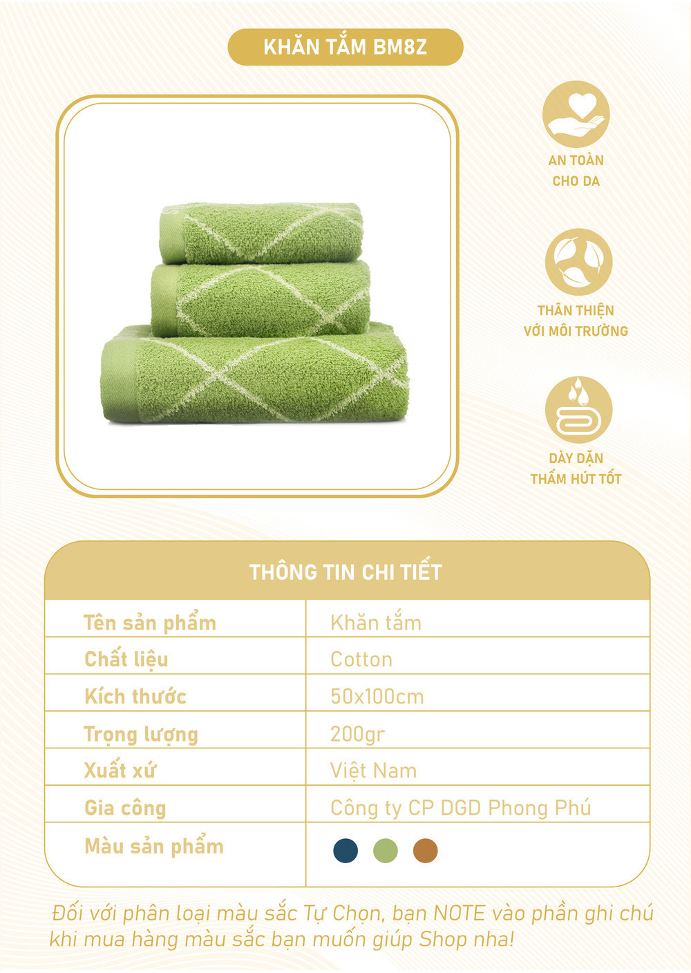 Mô tả Khăn Tắm Mollis Cotton 50x100cm Khăn Cao Cấp Mềm Mịn Dầy Dặn Thấm Hút Không Ra Màu Phù Hợp Gia Đình Spa Khách Sạn BM8Z - 1