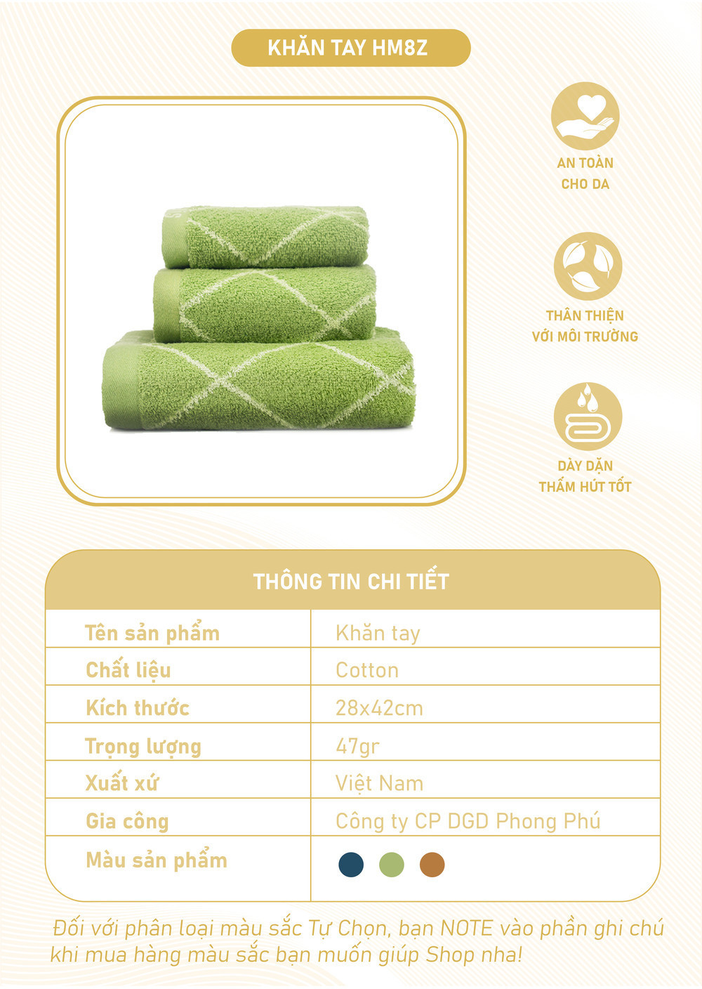 Mô tả Khăn Tay Mollis Cotton 28x42cm Khăn Cao Cấp Mềm Mịn Dầy Dặn Thấm Hút Không Ra Màu Phù Hợp Gia Đình Spa Khách Sạn HM8Z - 1